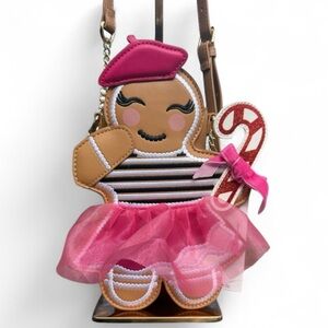 NWT! Betsey Johnson Gingerbread Crossbody Bag - Pink and Brown Rare